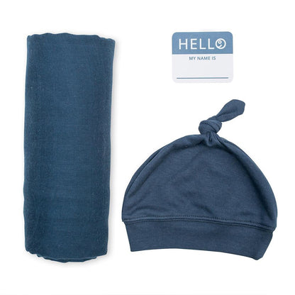 Hello World Hat, Swaddle & Sticker Set