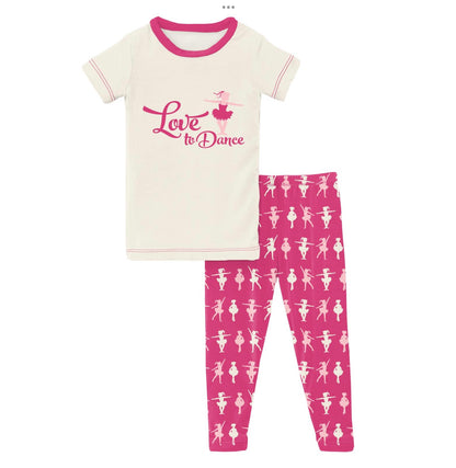 Kickee Pants Calypso Ballerina Short Sleeve Graphic Tee PJ Set