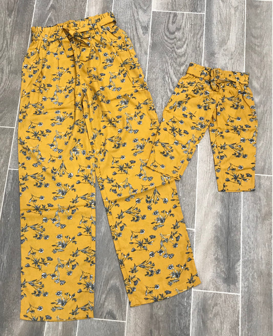 Mommy and Me Mustard Floral Palazzo Pants
