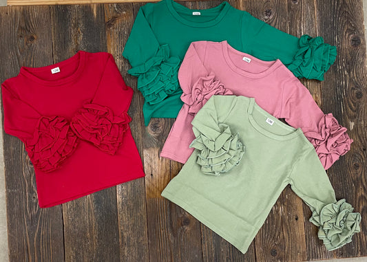 Solid Ruffle Tops
