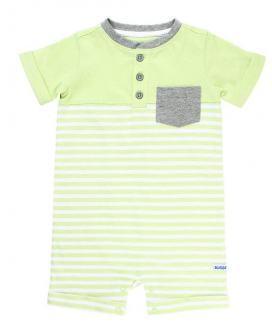 RuggedButts Lime Zest Stripe Henley Romper