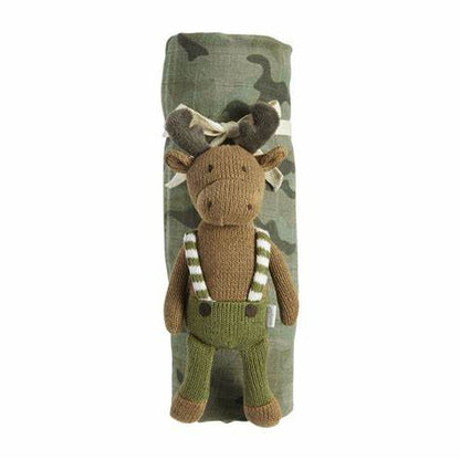 Mudpie Swaddle & Rattle Set