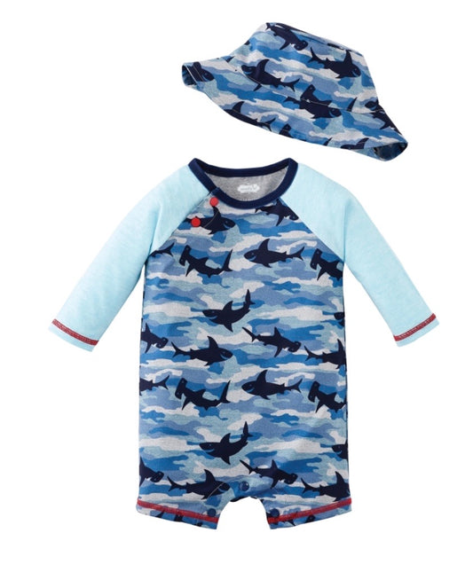 Mudpie Shark Camo Rashguard + Bucket Hat