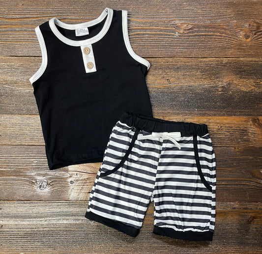 BW Striped Short Set