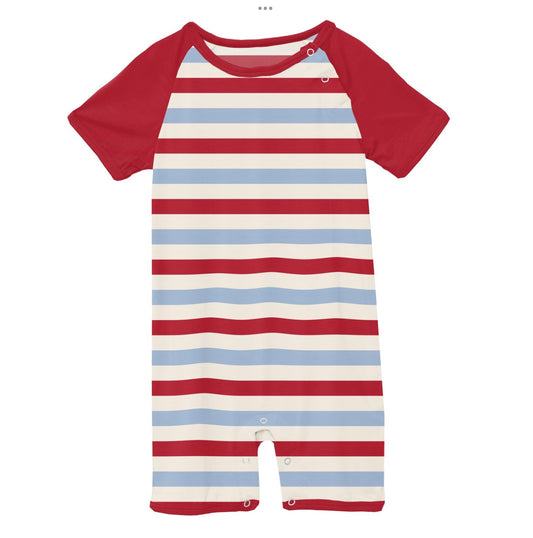 Kickee Pants Anniversary Balloon Stripe Raglan Romper