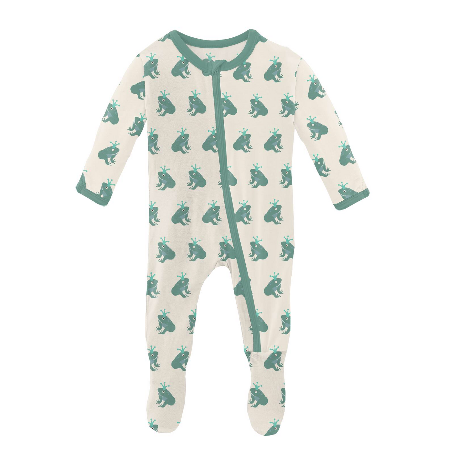 Kickee Pants Natural Frog Prince Footie with Zipper