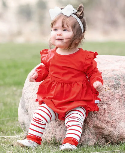 RuffleButts Red Flutter Bubble Romper