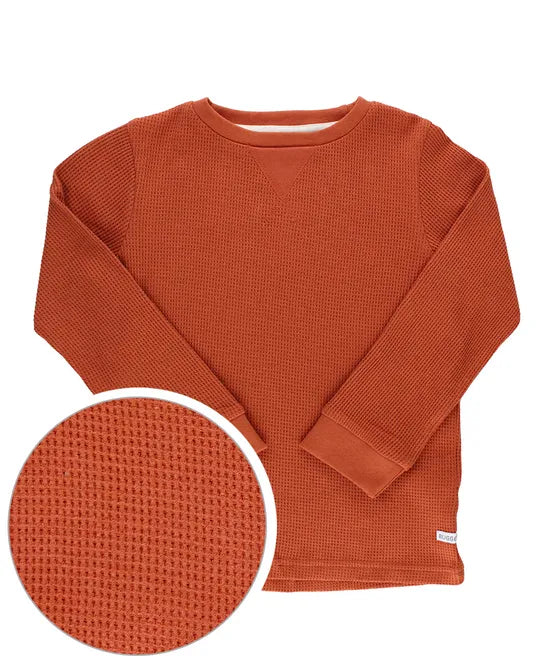 RuggedButts Burnt Sienna Waffle Knit Crew Neck Shirt