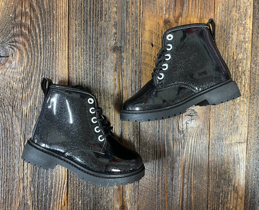 Black Sparkle Combat Boots
