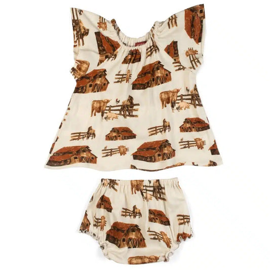 Milkbarn Homestead Organic Dress & Bloomer Set
