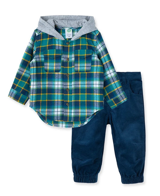 Little Me Teal Woven Pant Set