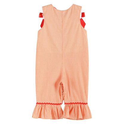 LC Orange Gingham Pumpkin Bow Overall