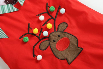 LC Red Reindeer with Pom Poms & Bows Swing Dress