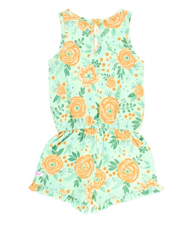 RuffleButts Cottage Flowers Ruffle Trim Romper