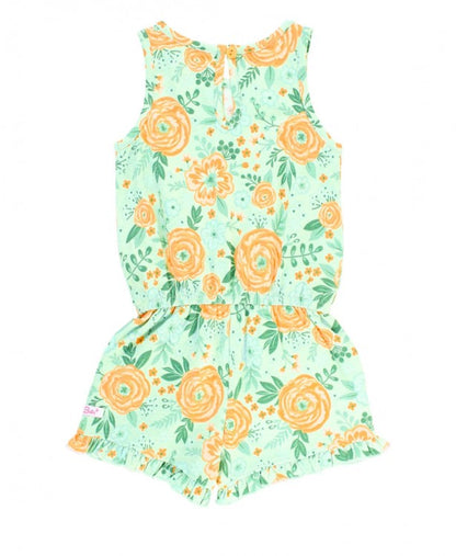 RuffleButts Cottage Flowers Ruffle Trim Romper