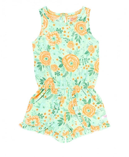 RuffleButts Cottage Flowers Ruffle Trim Romper